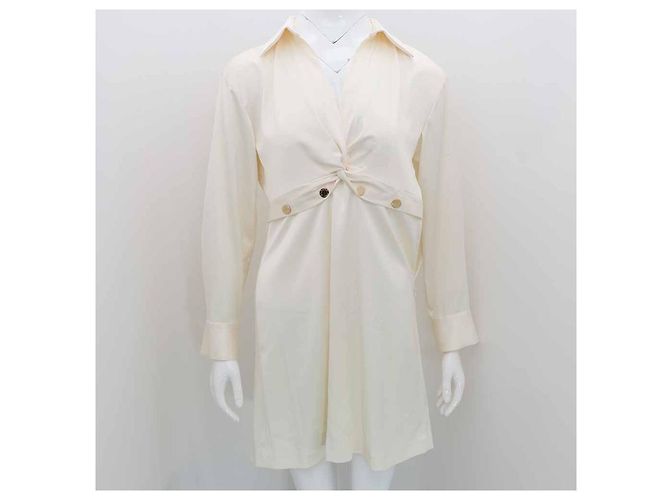 Sandro Mini-Kleid mit Satin-Kragen Weiß - Ansicht 10