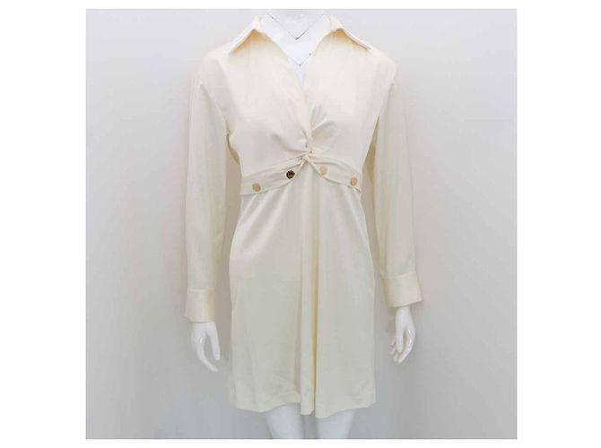 Sandro Mini-Kleid mit Satin-Kragen Weiß - Ansicht 7