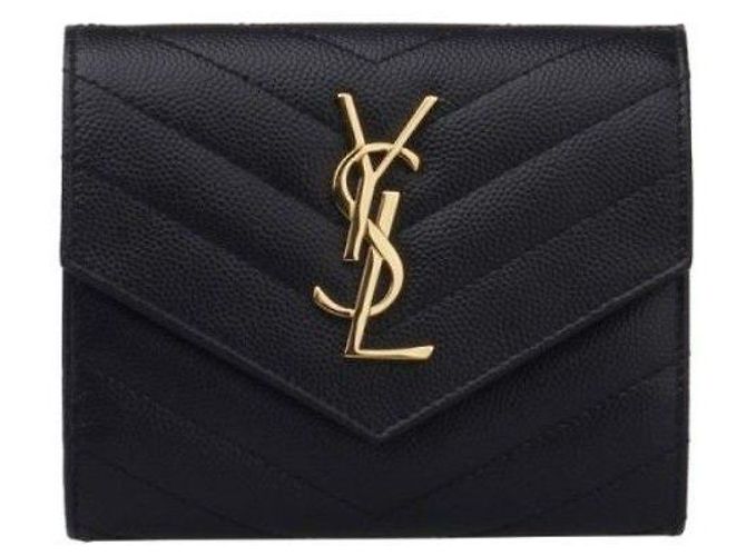 Saint Laurent Monogramm-Brieftasche mit Fächern in Schwarz - Ansicht 2