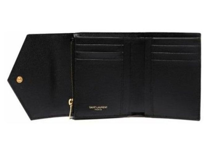 Saint Laurent Monogramm-Brieftasche mit Fächern in Schwarz - Ansicht 3