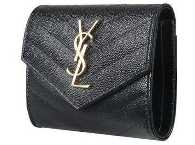 Saint Laurent Monogramm-Brieftasche mit Fächern in Schwarz - Ansicht 6