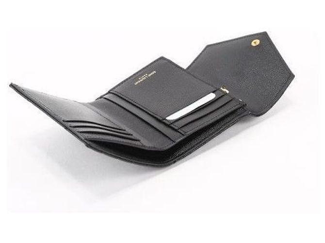 Saint Laurent Monogramm-Brieftasche mit Fächern in Schwarz - Ansicht 7