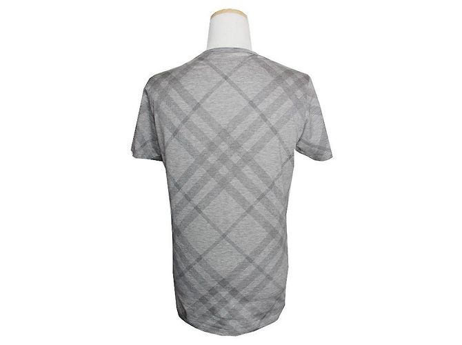 Burberry Grau kariertes Baumwoll-T-Shirt Braun - vista 2