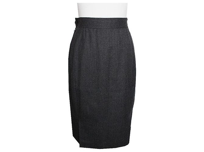 Salvatore Ferragamo Falda de lana gris carbón Castaño - vista 2