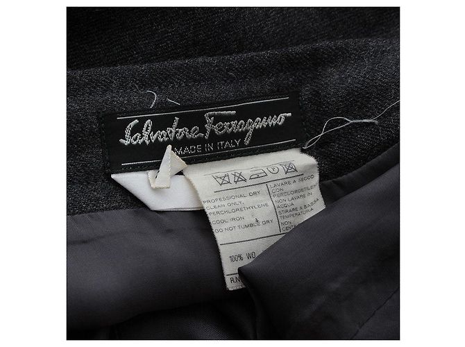 Salvatore Ferragamo Falda de lana gris carbón Castaño - vista 3