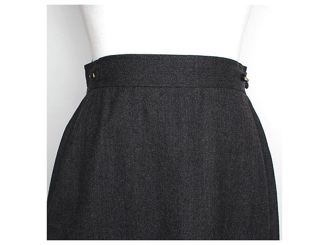 Salvatore Ferragamo Falda de lana gris carbón Castaño - vista 4