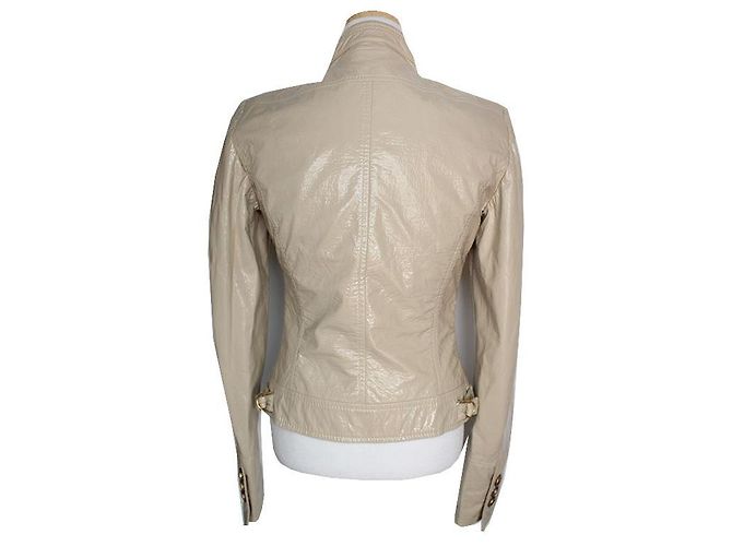 Dolce & Gabbana Beige Patent Eco-Lederjacke Braun - Ansicht 2