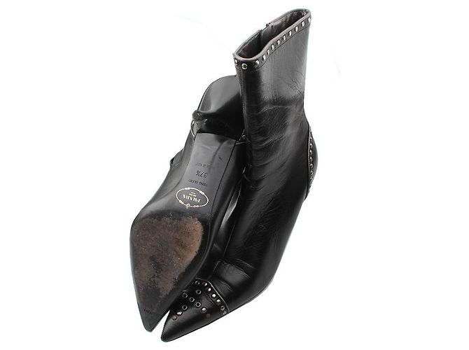 Prada Stivali neri a metà gamba con borchie Nero - vista 3