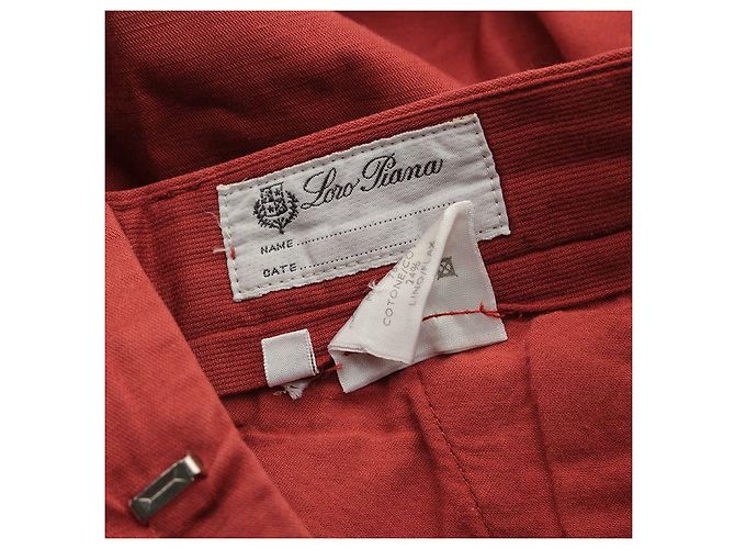 Loro Piana Calça de algodão-linho vermelho tijolo para homens polegadas - vista 3
