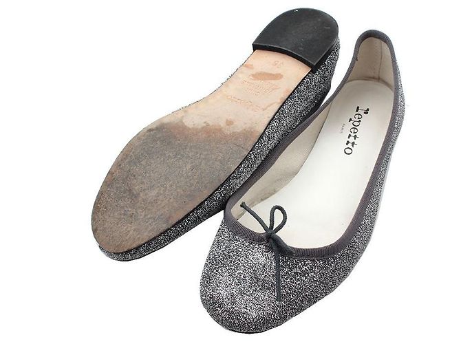 Repetto Ballerine Piatte Argento Glitter - vista 3
