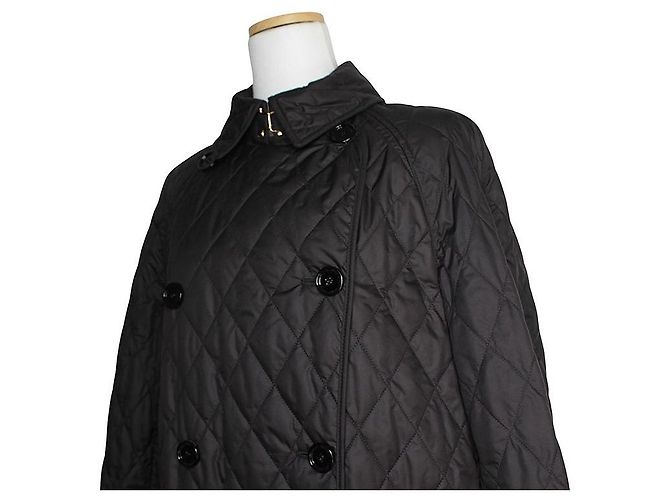 Burberry Schwarzer gesteppter Mantel Brit - Ansicht 4