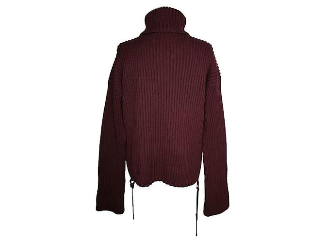 Gucci Burgunderfarbener Wollpullover mit Rollkragen Rot - Ansicht 2