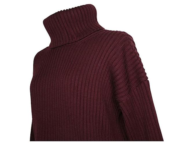 Gucci Burgunderfarbener Wollpullover mit Rollkragen Rot - Ansicht 4