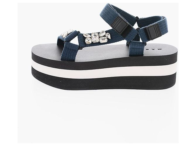 Marni Refurbished Women's Fabric Platform Sandals EU Black - view 2