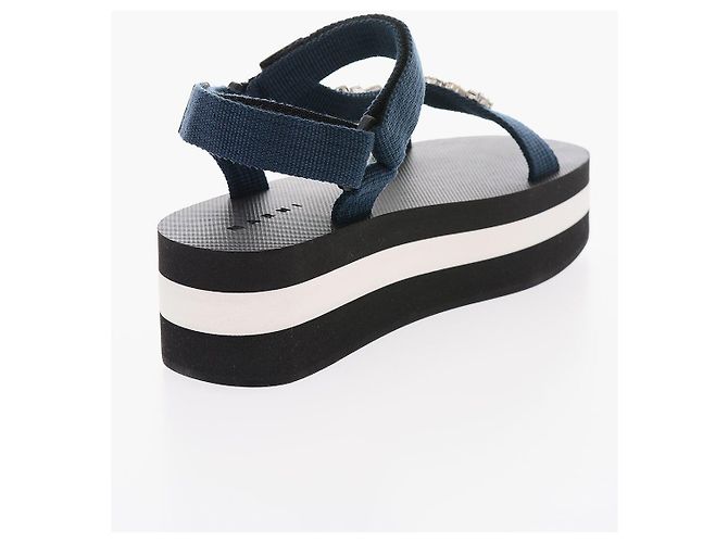 Marni Refurbished Women's Fabric Platform Sandals EU Black - view 3