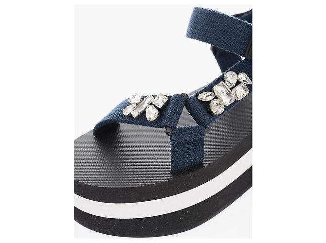 Marni Refurbished Women's Fabric Platform Sandals EU Black - view 4