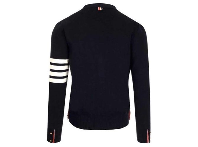 Thom Browne Cardigan V-Neck Milano Blu Navy - vista 3