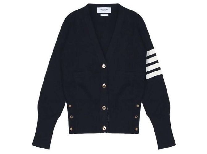 Thom Browne Cardigan V-Neck Milano Blu Navy - vista 4