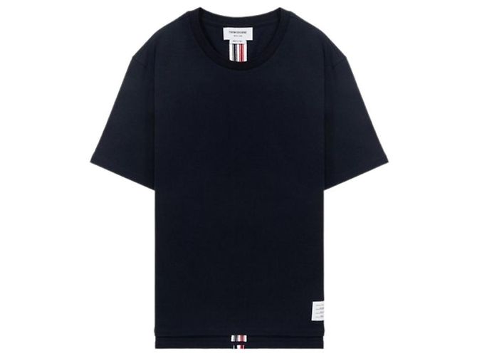 Thom Browne Kurzarm-T-Shirt mit Signature-Streifen in Marineblau - Ansicht 2