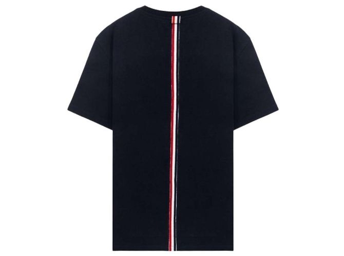 Thom Browne Kurzarm-T-Shirt mit Signature-Streifen in Marineblau - Ansicht 4