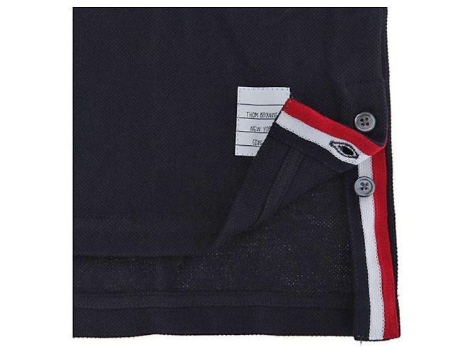 Thom Browne Kurzarm-T-Shirt mit Signature-Streifen in Marineblau - Ansicht 5