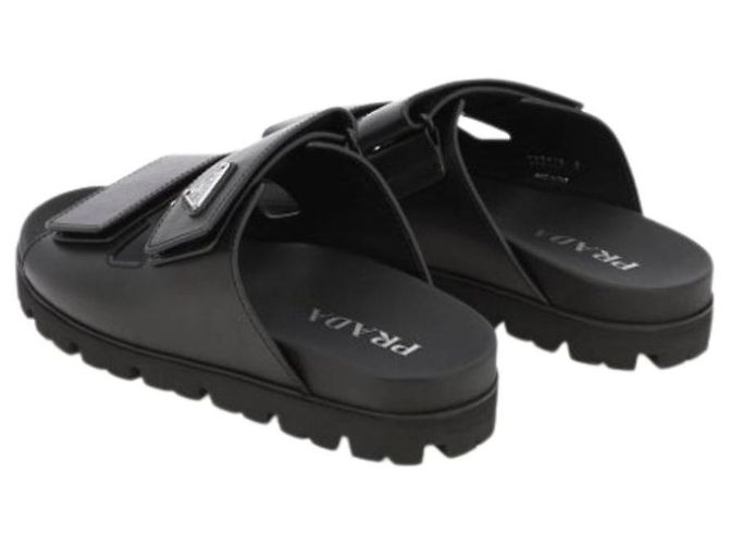 Prada Plack Double Strap Sandal Slide Black - view 4