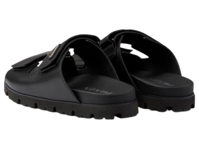 Prada Plack Double Strap Sandal Slide Black - view 5