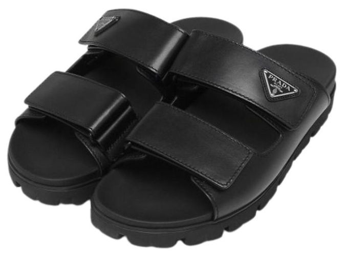 Prada Plack Double Strap Sandal Slide Black - view 6
