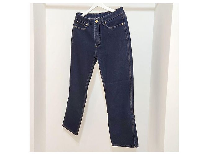 Burberry Calças de denim cropped com decoração dourada Dourado - vista 2