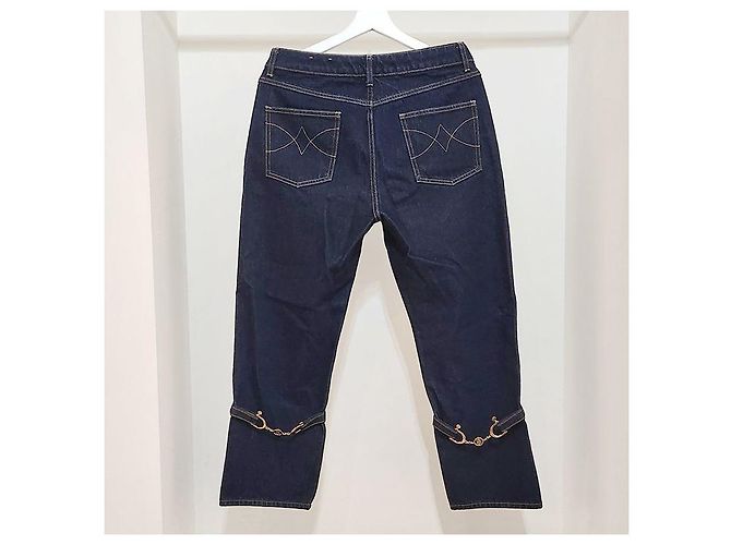 Burberry Calças de denim cropped com decoração dourada Dourado - vista 3