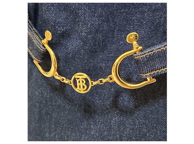 Burberry Calças de denim cropped com decoração dourada Dourado - vista 4