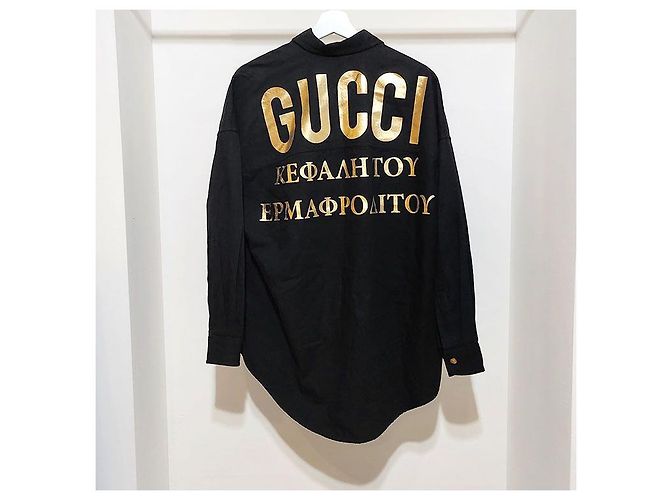 Gucci Camicia in denim oversize con logo bianco - vista 3