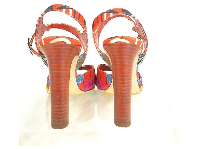 Hermès Slingback aperto in tessuto multicolore - vista 11