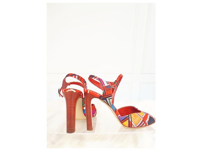 Hermès Slingback aperto in tessuto multicolore - vista 12