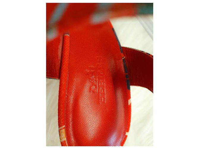 Hermès Slingback aperto in tessuto multicolore - vista 17