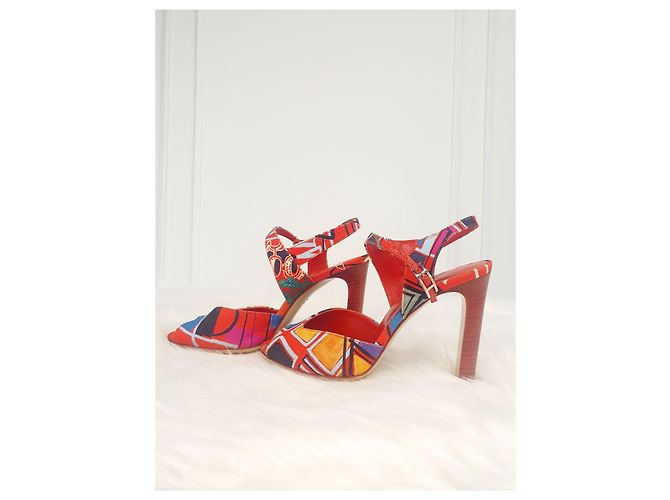 Hermès Slingback aperto in tessuto multicolore - vista 19
