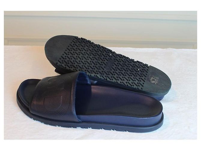 Hermès Pantofole Sandalo Biarritz Blu Scuro - vista 13