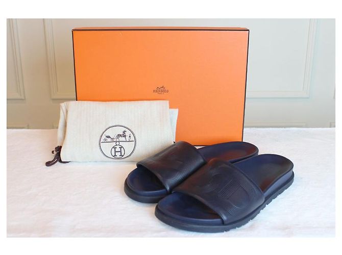 Hermès Pantofole Sandalo Biarritz Blu Scuro - vista 16