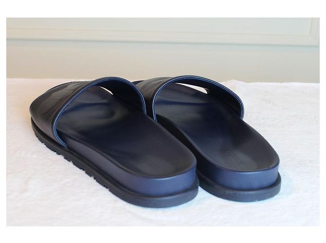 Hermès Pantofole Sandalo Biarritz Blu Scuro - vista 3