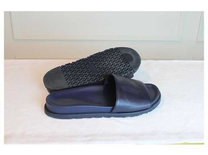 Hermès Pantofole Sandalo Biarritz Blu Scuro - vista 4