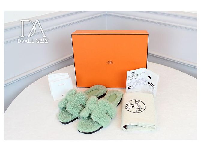 Hermès Pantofole in Lana Oran Verde - vista 12
