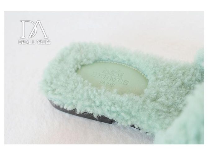 Hermès Pantofole in Lana Oran Verde - vista 5