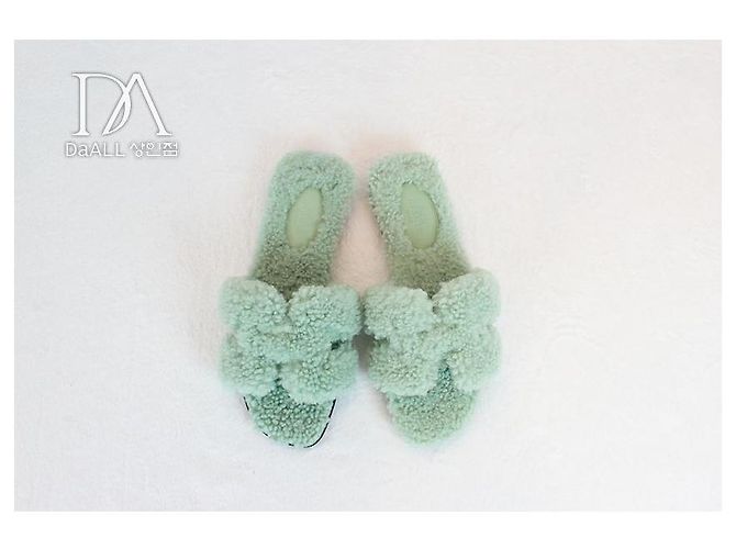 Hermès Pantofole in Lana Oran Verde - vista 7