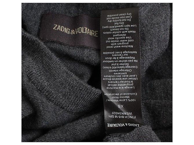 Zadig & Voltaire Graues Wollstrickkleid mit Pailletten XS Braun - Ansicht 3