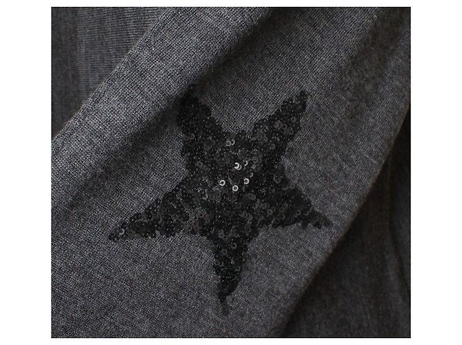 Zadig & Voltaire Graues Wollstrickkleid mit Pailletten XS Braun - Ansicht 4