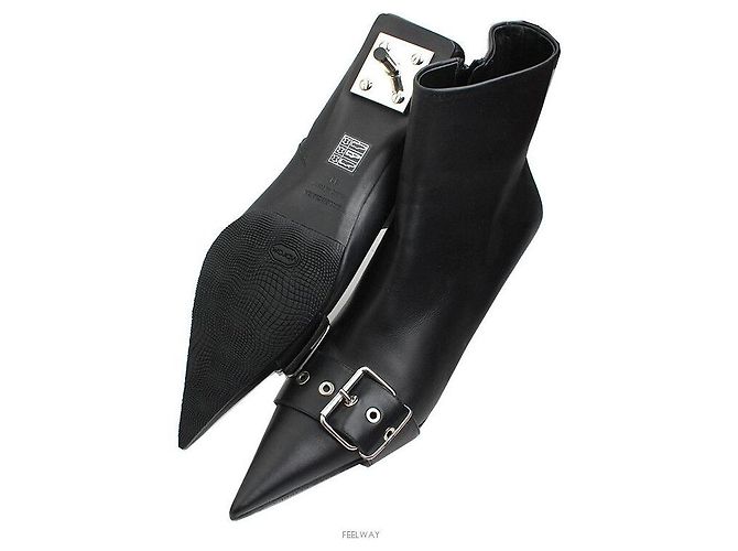 Balenciaga Botines de cuero negro con hebilla - vista 3