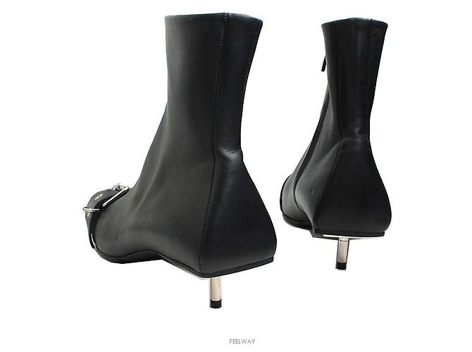 Balenciaga Botines de cuero negro con hebilla - vista 4