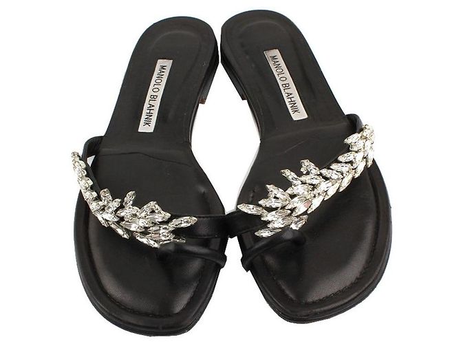 Manolo Blahnik Pantofola di cristallo Nero - vista 2