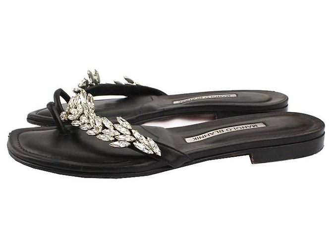 Manolo Blahnik Pantofola di cristallo Nero - vista 3