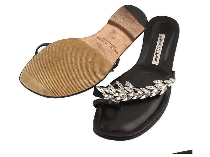 Manolo Blahnik Pantofola di cristallo Nero - vista 4